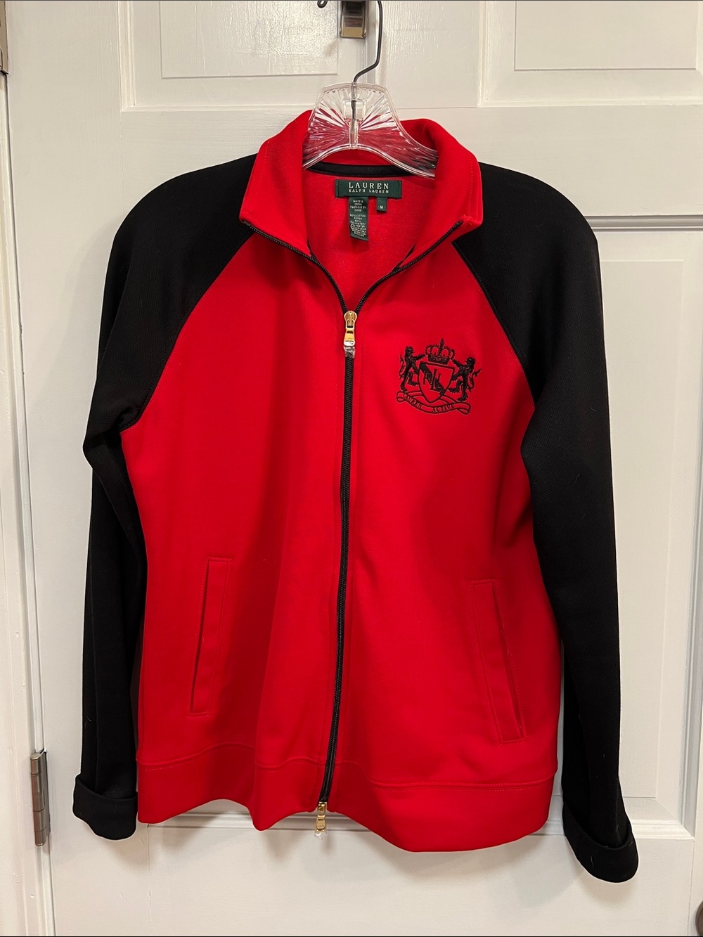 New Ralph Lauren Red & Black Zip-Up Track Jacket